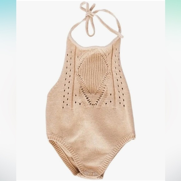 Bailey's Blossoms Drake Crochet Halter Tie Romper With Snap Closure - 3T & 4T - Picture 1 of 7